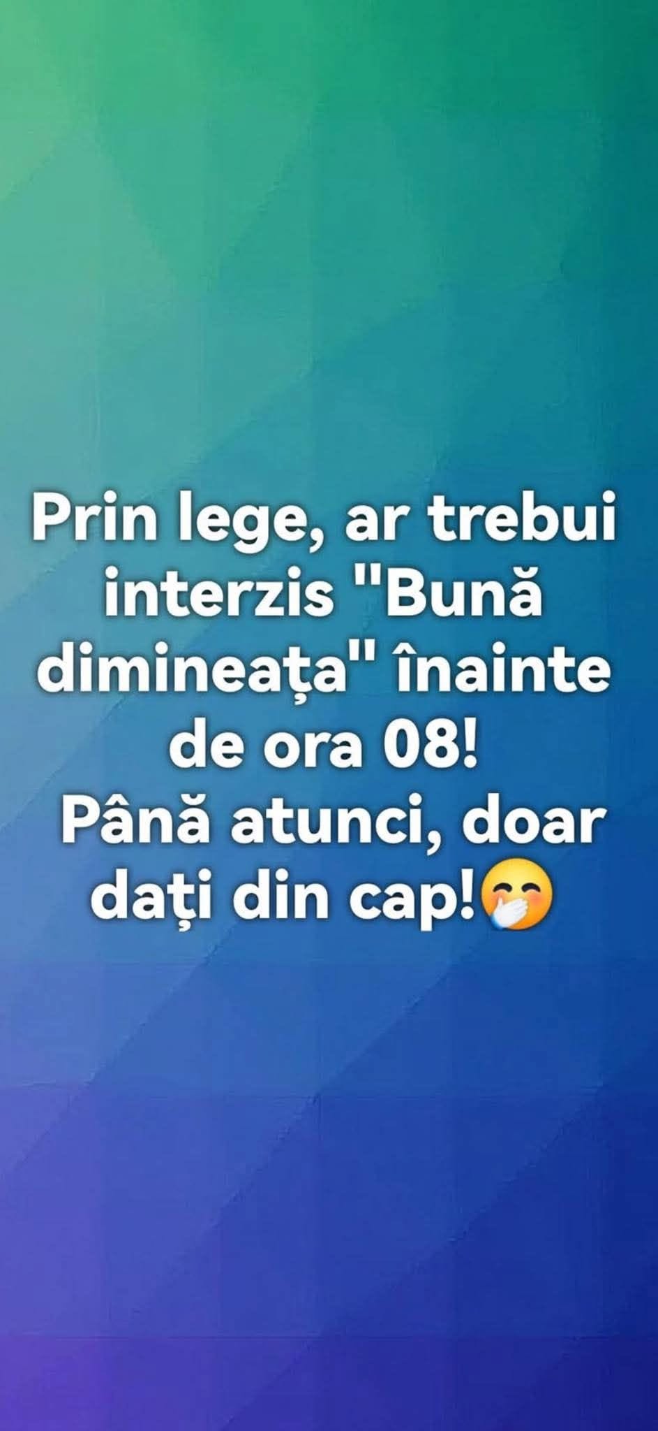 Prin lege, ar trebui interzis «Bună dimineața» înainte de ora 8! Până atunci, doar dați din cap!