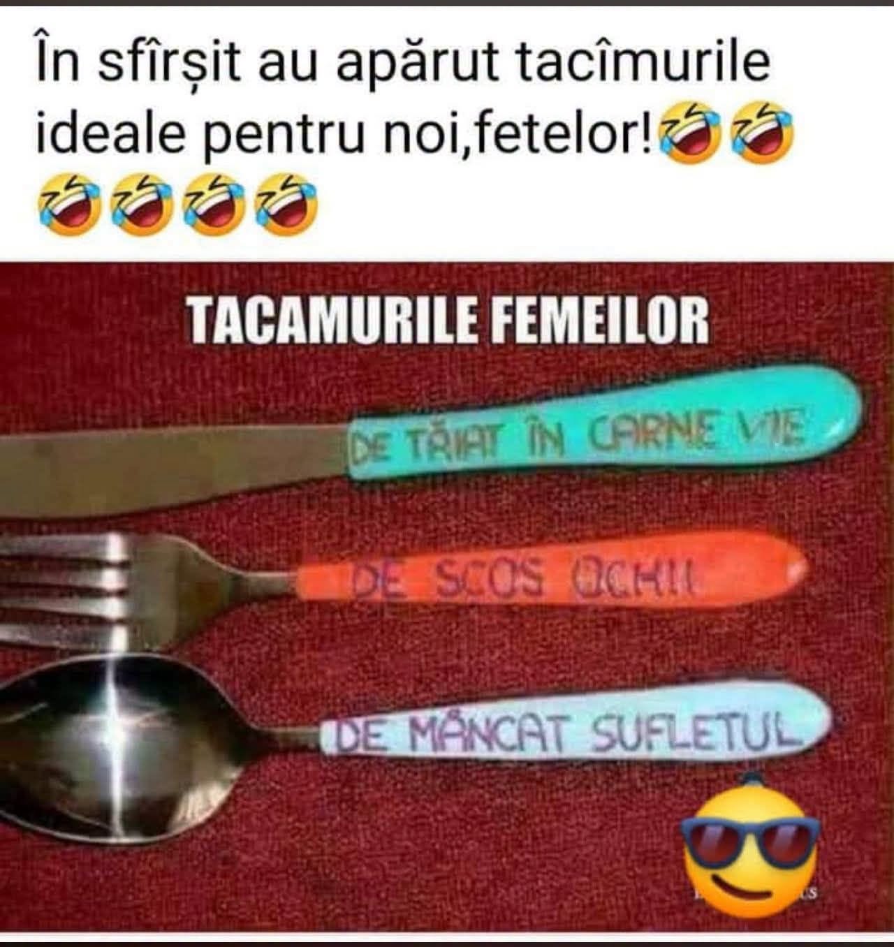 În sfârșit au apărut tacâmurile ideale pentru noi, fetelor: de tăiat în carne vie, de scos ochii și de mâncat sufletul