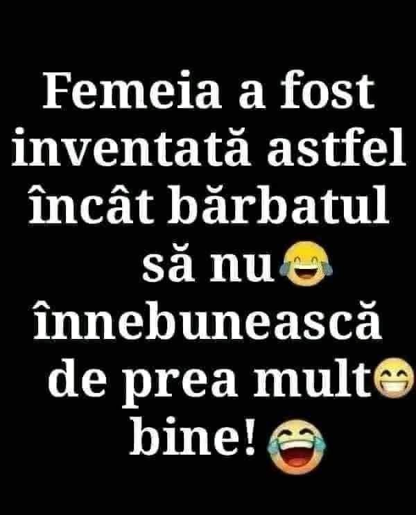 Femeia a fost inventată astfel încât bărbatul să nu înnebunească de prea mult bine!
