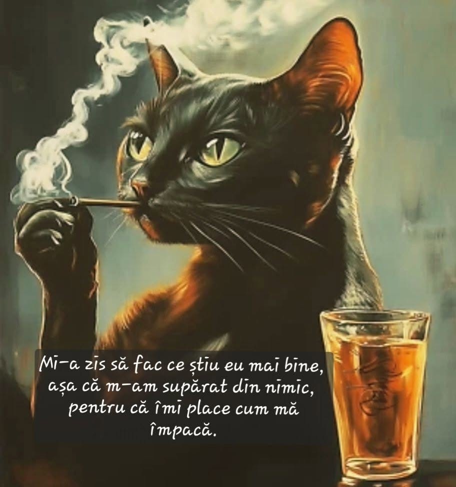 Mi-a zis să fac ce știu eu mai bine, așa că m-am supărat din nimic, pentru că îmi place cum mă împacă