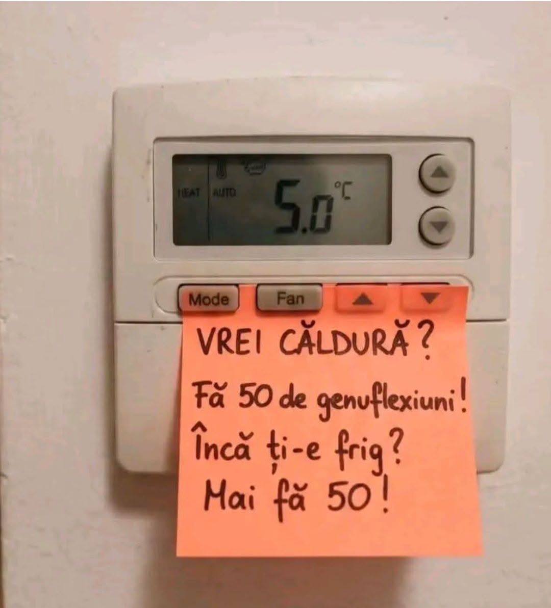 Vrei căldură? Fă 50 de genuflexiuni! Încă ți-e frig? Mai fă 50!