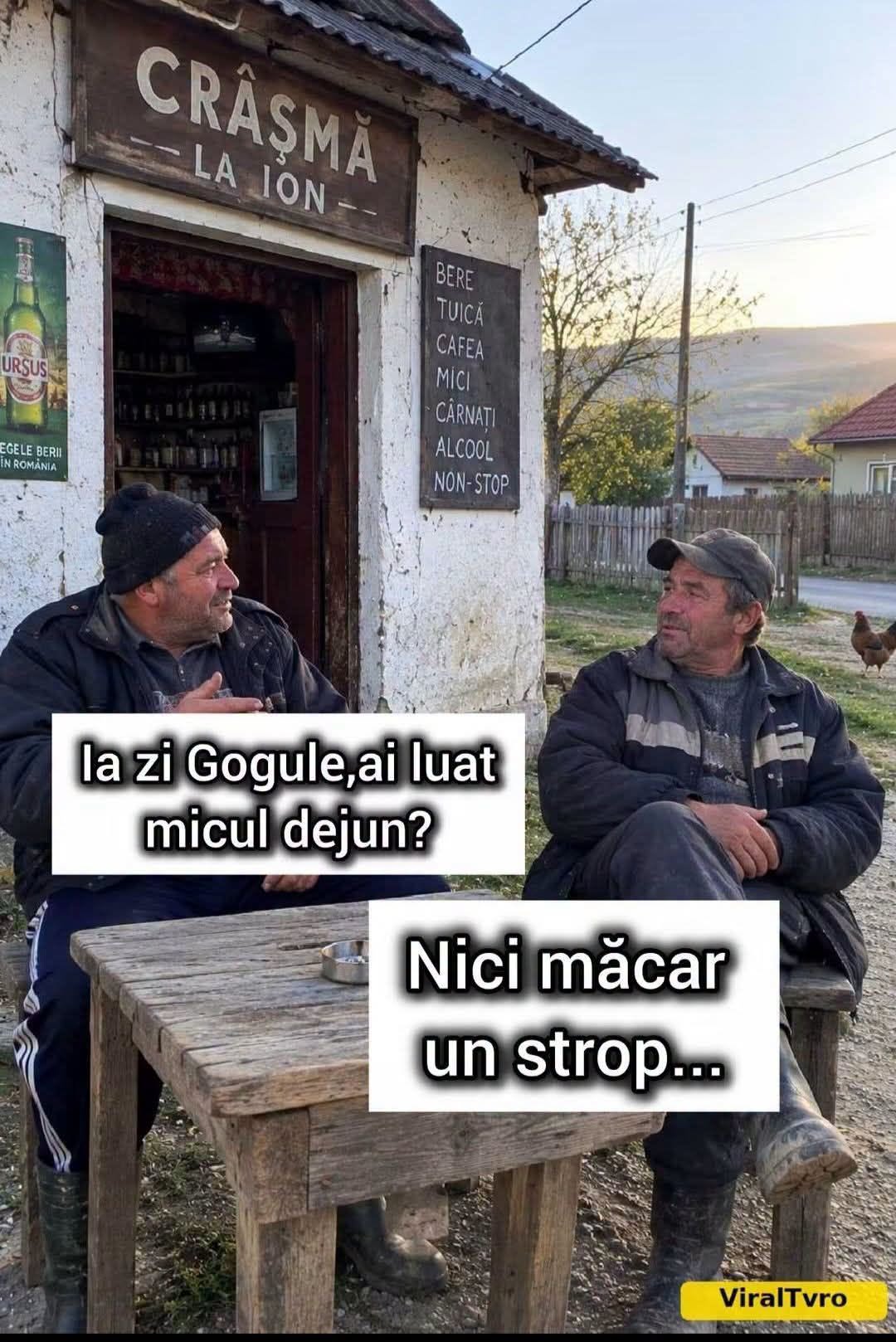 Ia zi, Gogule, ai luat micul dejun? Nici măcar un strop...