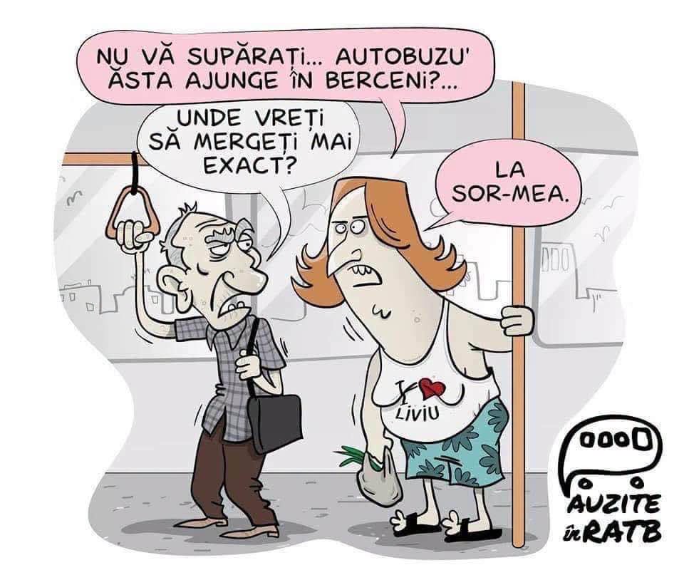 Nu vă supărați, autobuzul ăsta ajunge în Berceni? Unde vreți să mergeți mai exact? La sor-mea.