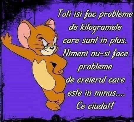 Toți își fac probleme de kilogramele care sunt în plus. Nimeni nu-și face probleme de creierul care este în minus... Ciudat!