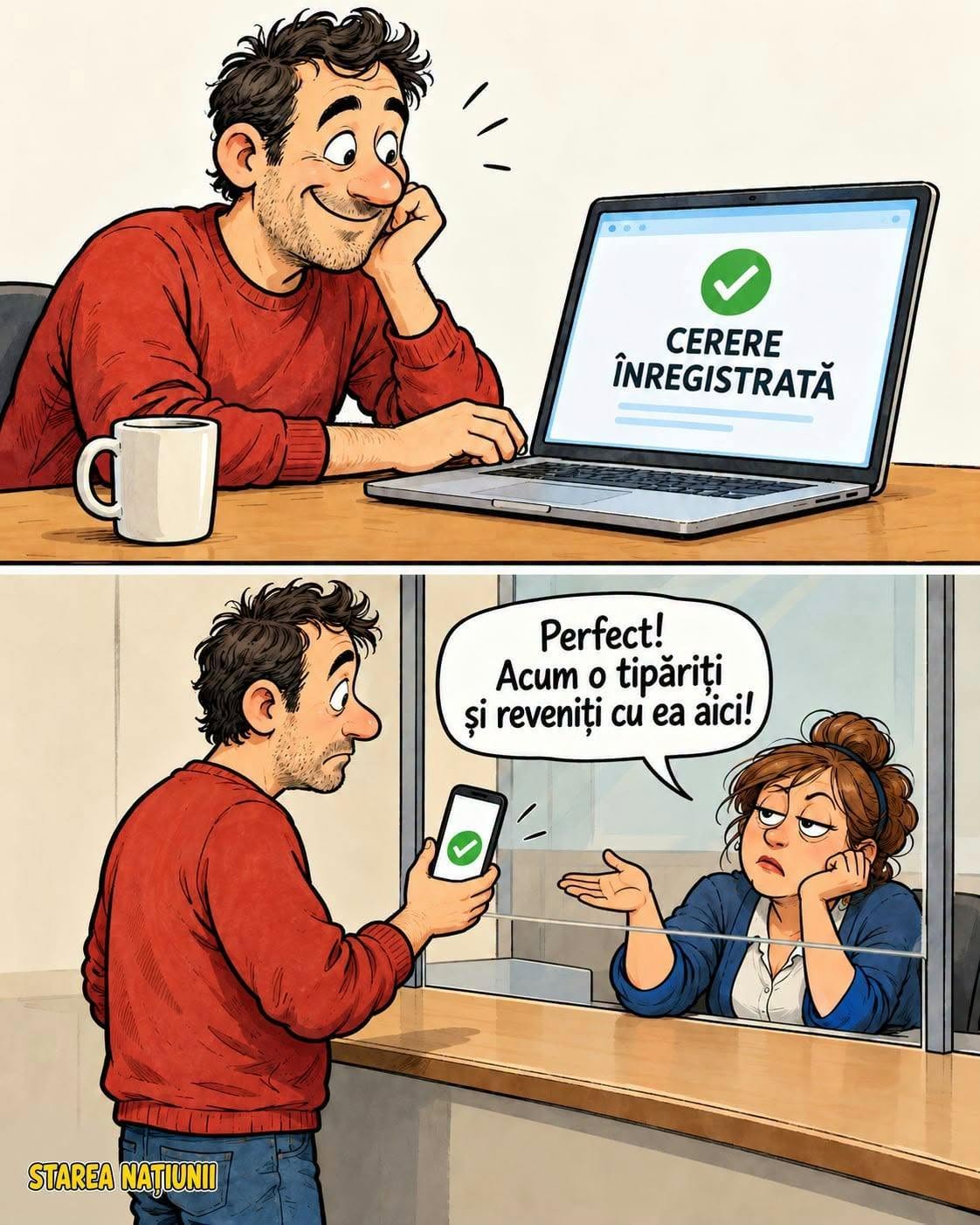 Cerere înregistrată online! Perfect, acum o tipăriți și reveniți cu ea aici!