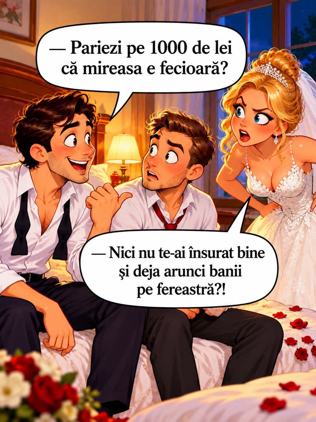 Pariezi pe 1000 de lei că mireasa e fecioară? Nici nu te-ai însurat bine și deja arunci banii pe fereastră?!