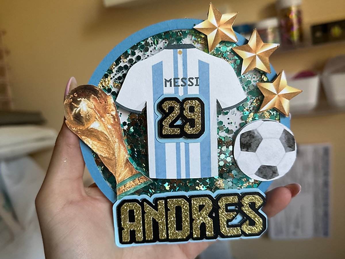 Custom soccer-themed cake topper