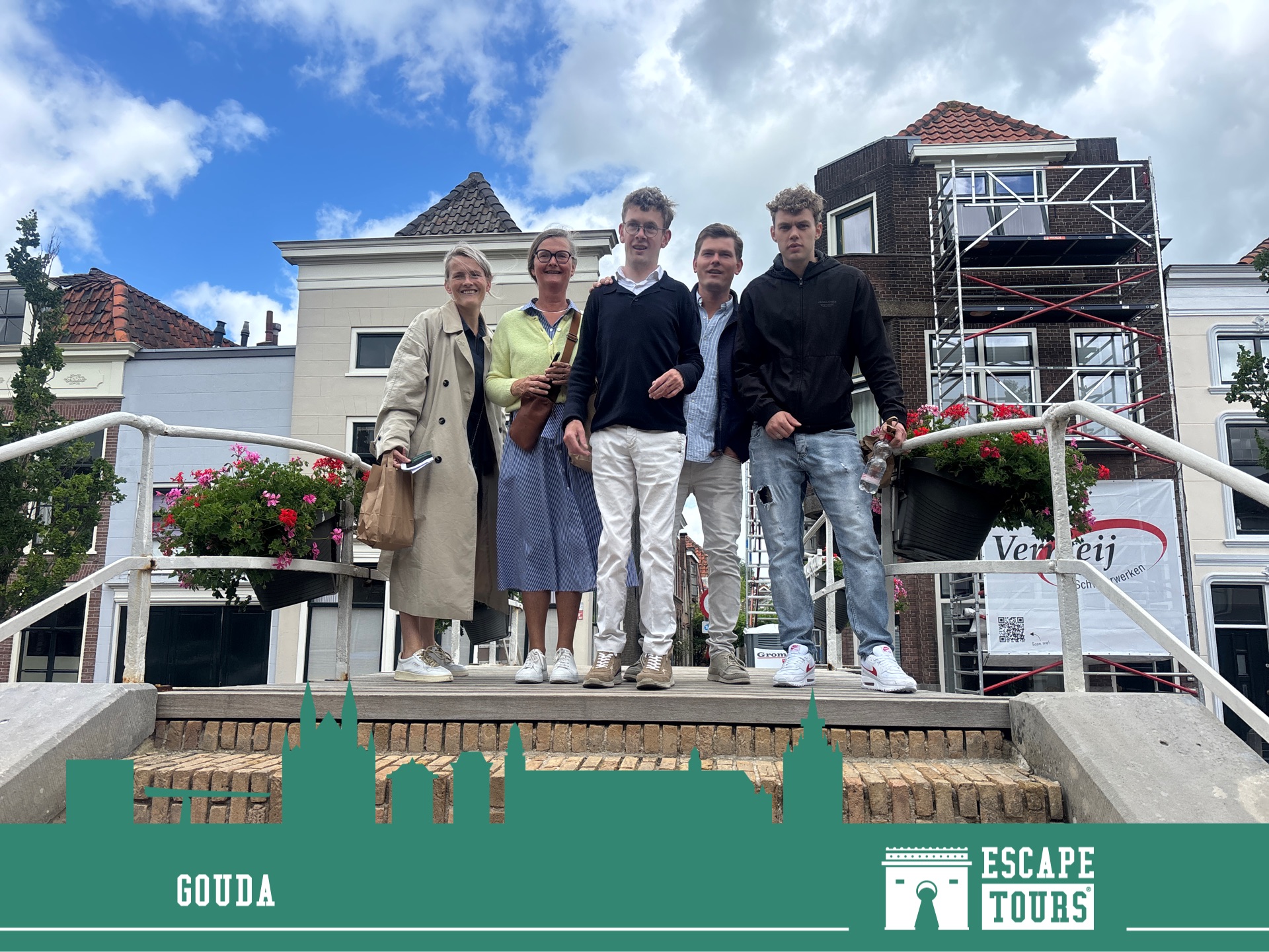 Teamfoto van Corrie voor de winst