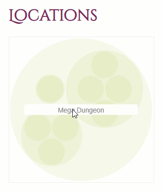 An animated GIF of a user using an interactable diagram of Locations to zoom in and out of various nested layers of locations