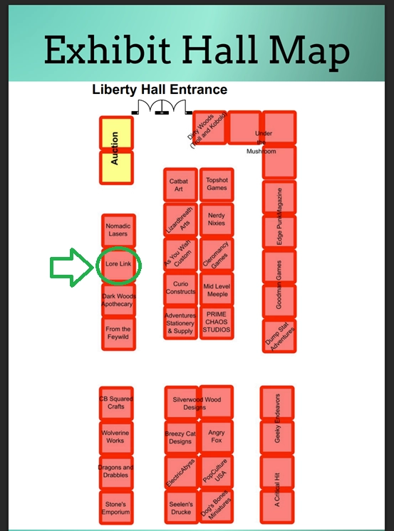 A map of the dealers room at Who's Yer Con.