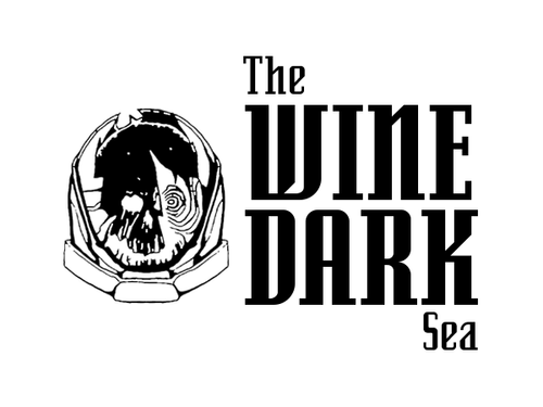 A black The Wine Dark Sea logo on a white background.