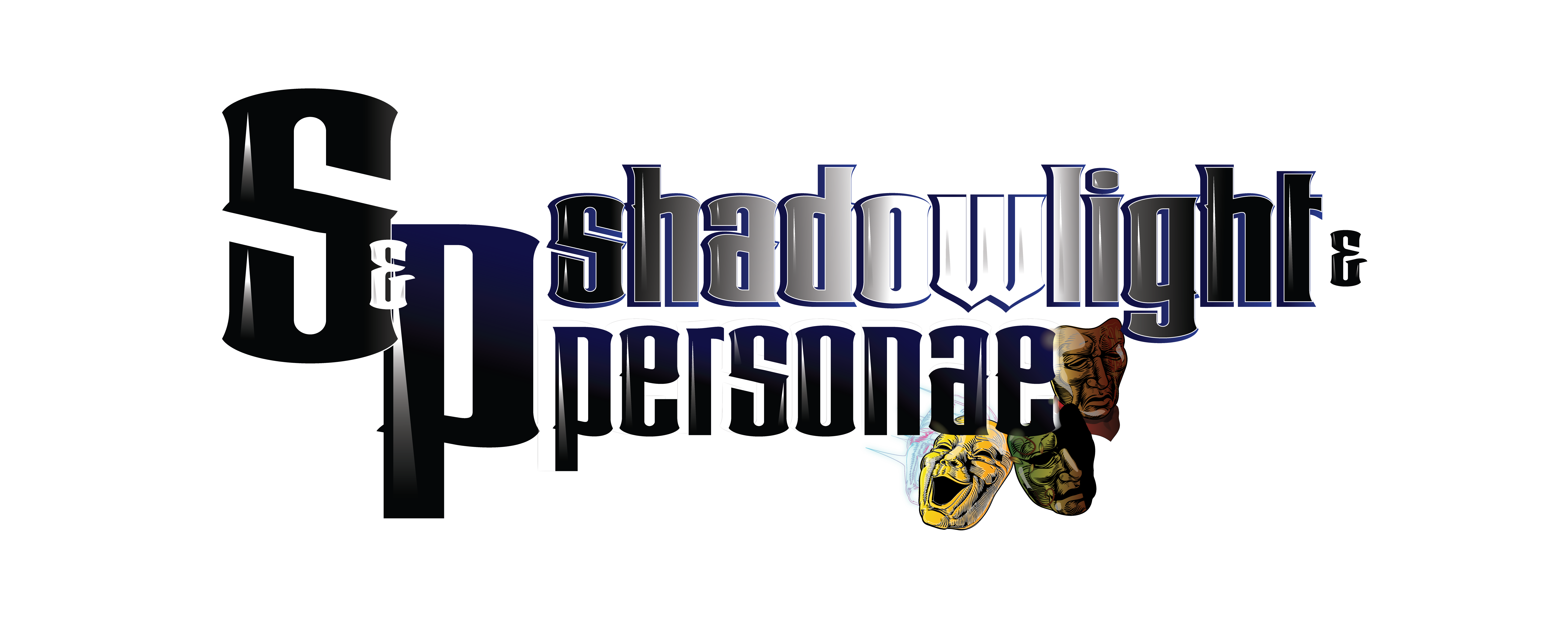 The logo for Shadowlight & Personae, which includes a large S&P on the left, the title across the center, and masks similar to Comedy and Tragedy around the e in personae.