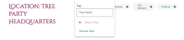 A screen capture showing how to add a tag to a Location