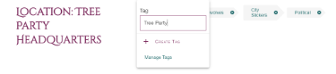 Tags A screen capture showing how to add a tag to a Location