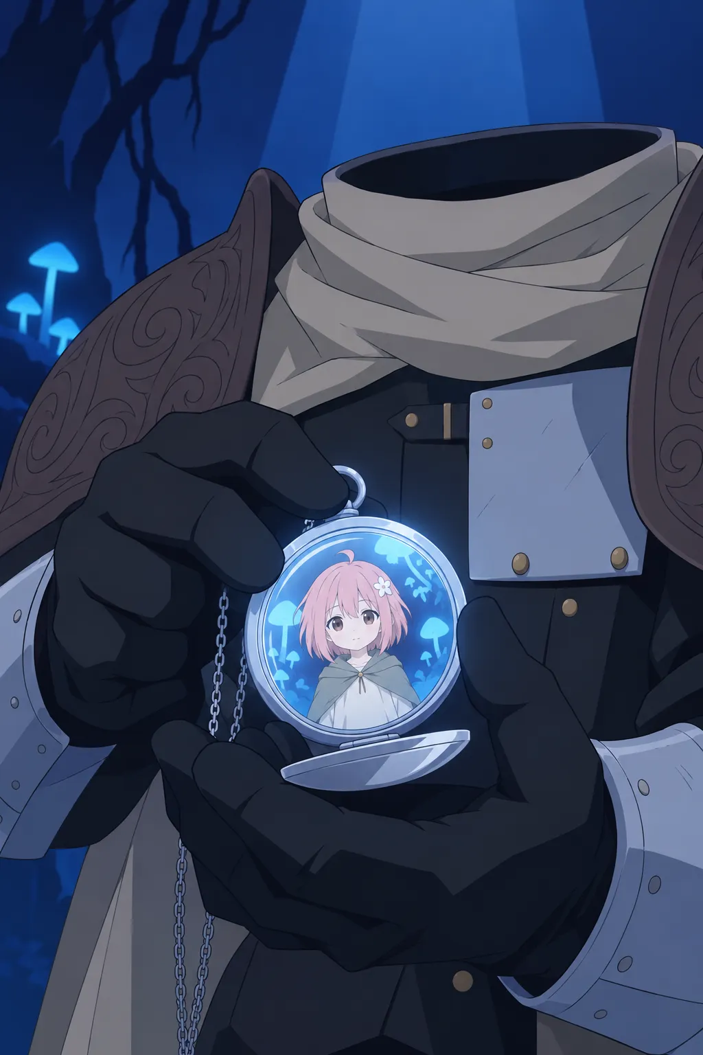 The open pendant held motionless, Rose's small glowing portrait steady inside the glass, the black gloved fingers unmoving around its rim.