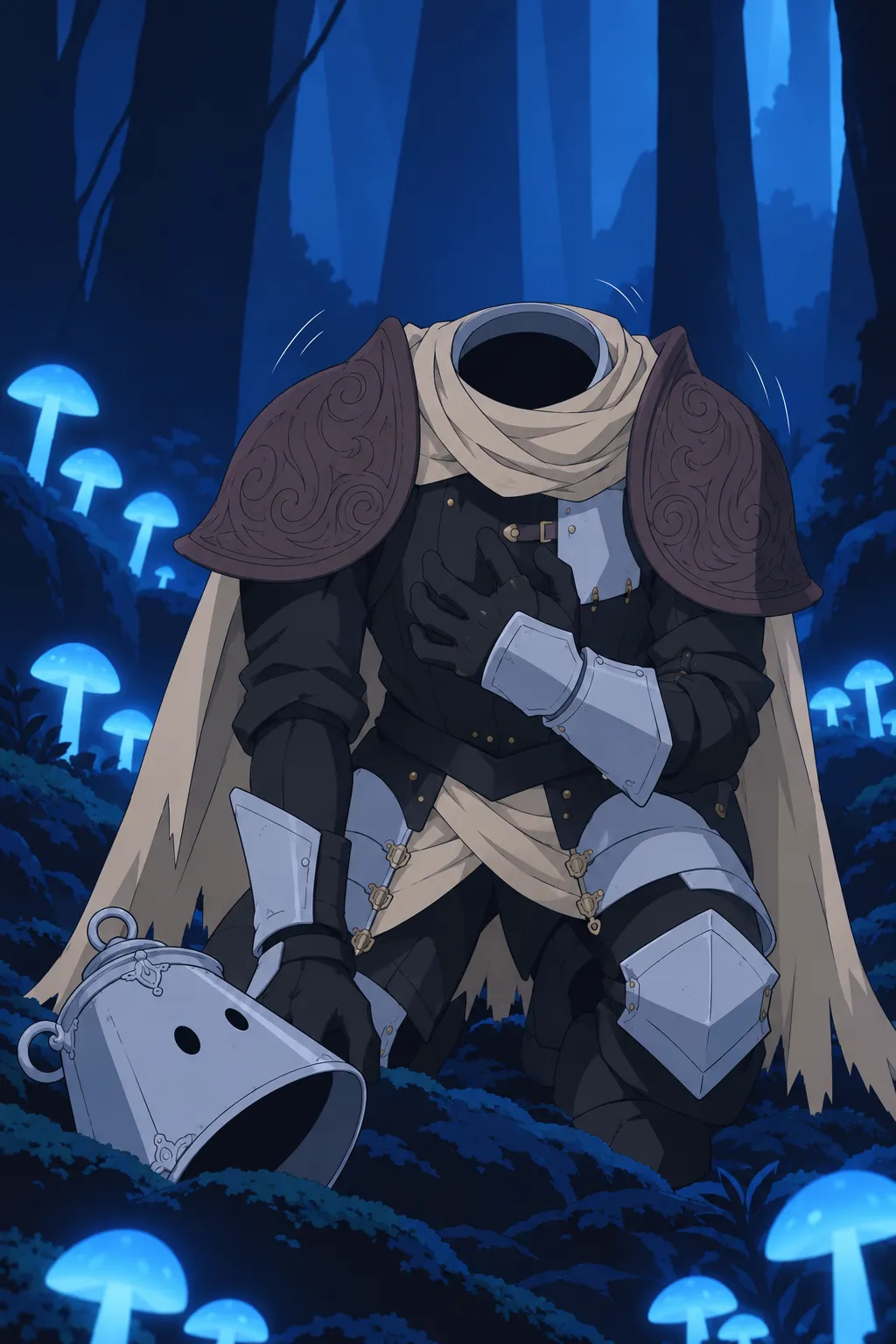 Close up on Lanterne's crouched form, one gauntleted hand pressed flat against the black chest plate, shoulders trembling faintly.