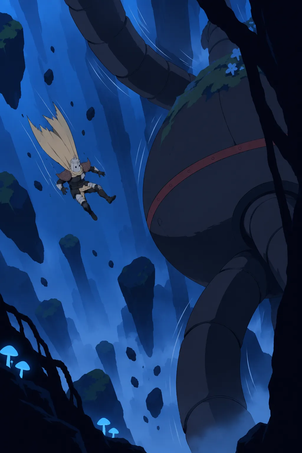 A fragment of the alien machine glimpsed first: a colossal round dark body edged in red.