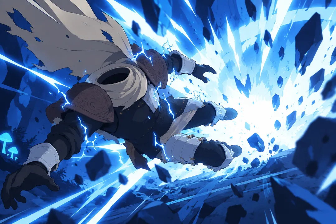 Extreme close-up on the exact point where the explosion's shockwave slams into Lanterne's tumbling armoured body.
