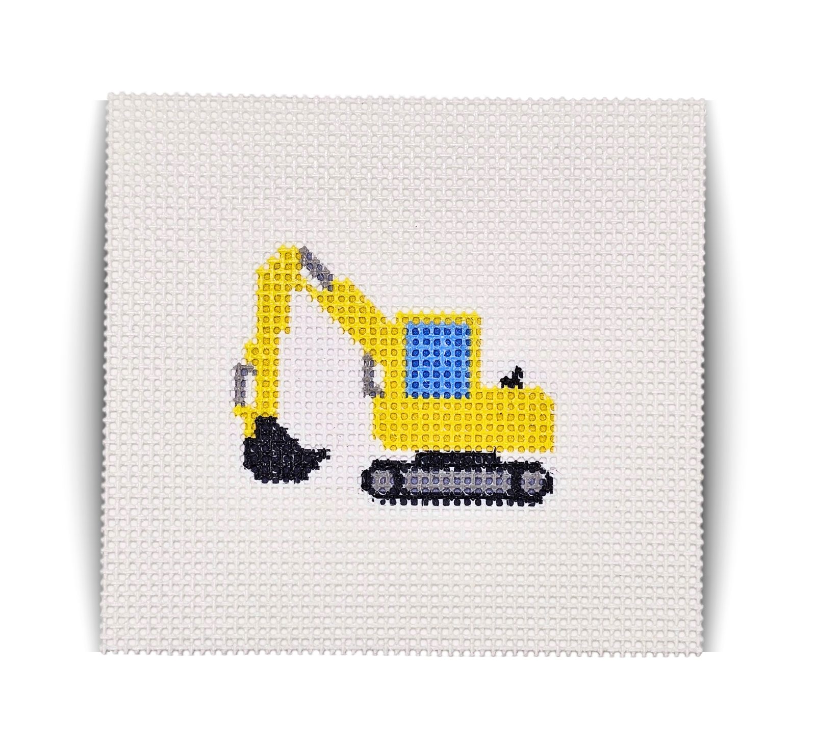 Excavator finished needlepoint piece