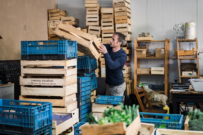 Cagettes de produits frais recyclées