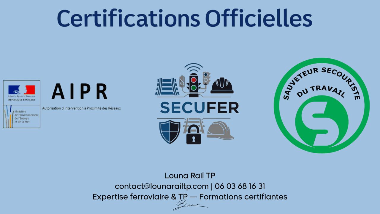 Certifications en E-learning (AIPR, SECUFER, SST)