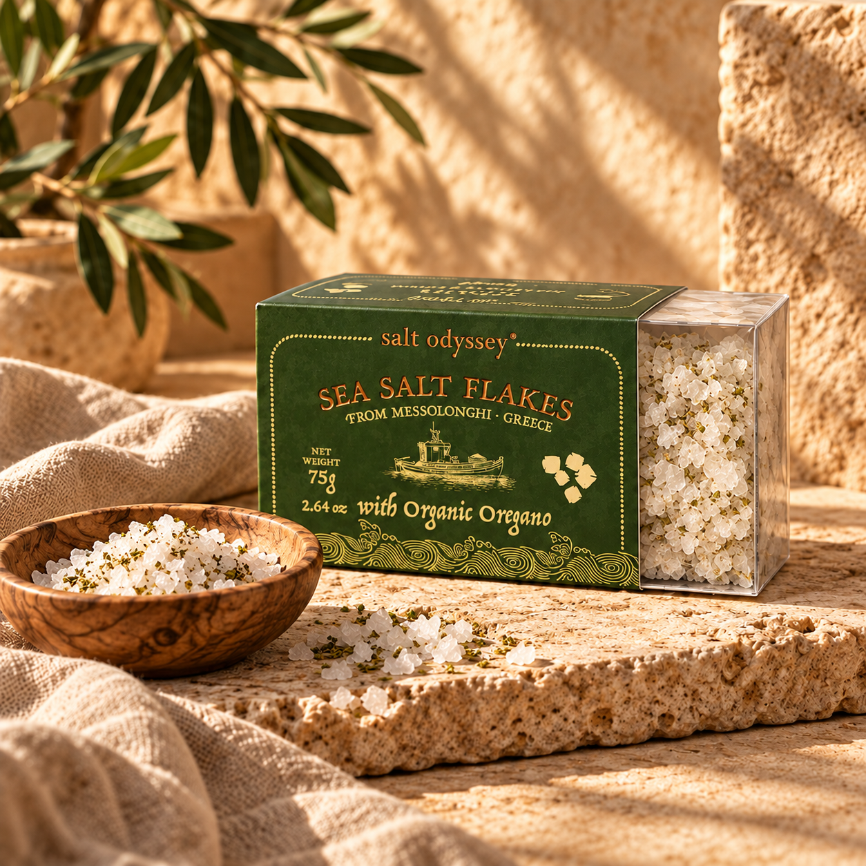 Sea salt flakes with organic oregano