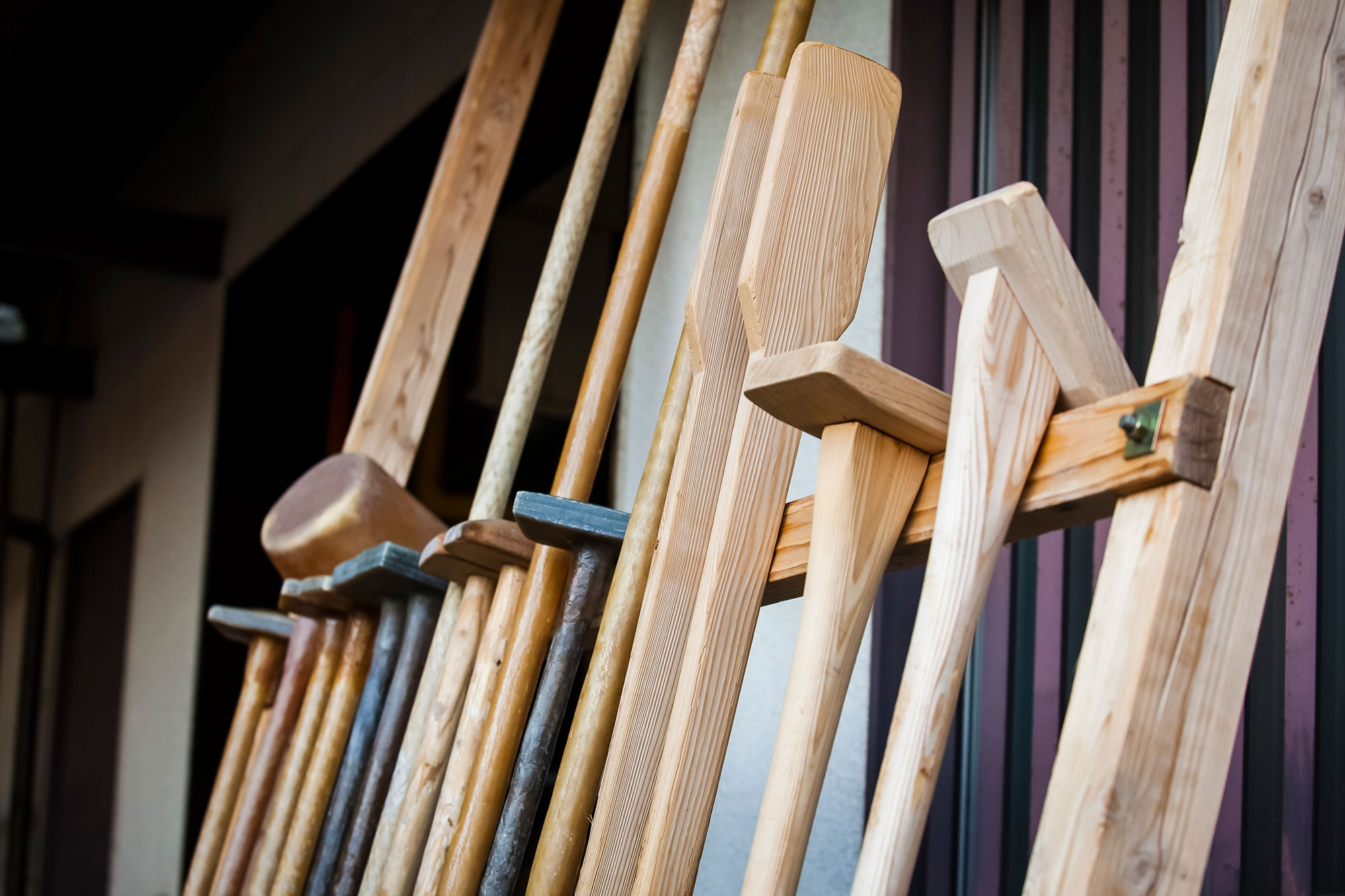 Traditional brewing tools: oars (kaibo) and koji paddles