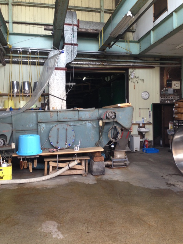Brewing equipment inside the production hall.