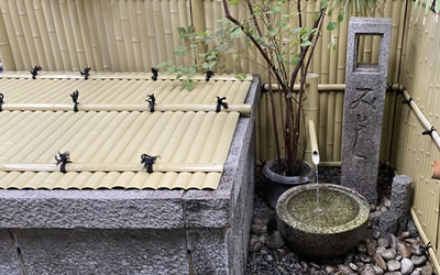 Water basin at the brewery entrance