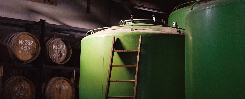 Aging tanks inside the brewery
