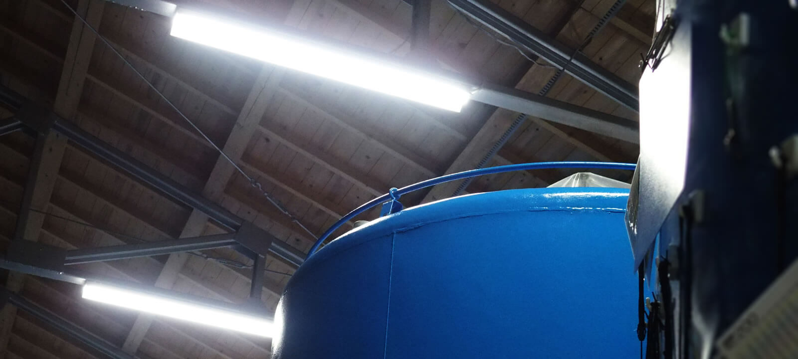 Brewing tank beneath the wooden roof structure