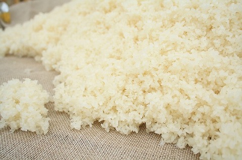 Close-up of freshly steamed rice