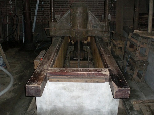 Traditional wooden fune (sake press) apparatus