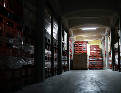 Warehouse storage of bottled Michisakari sake