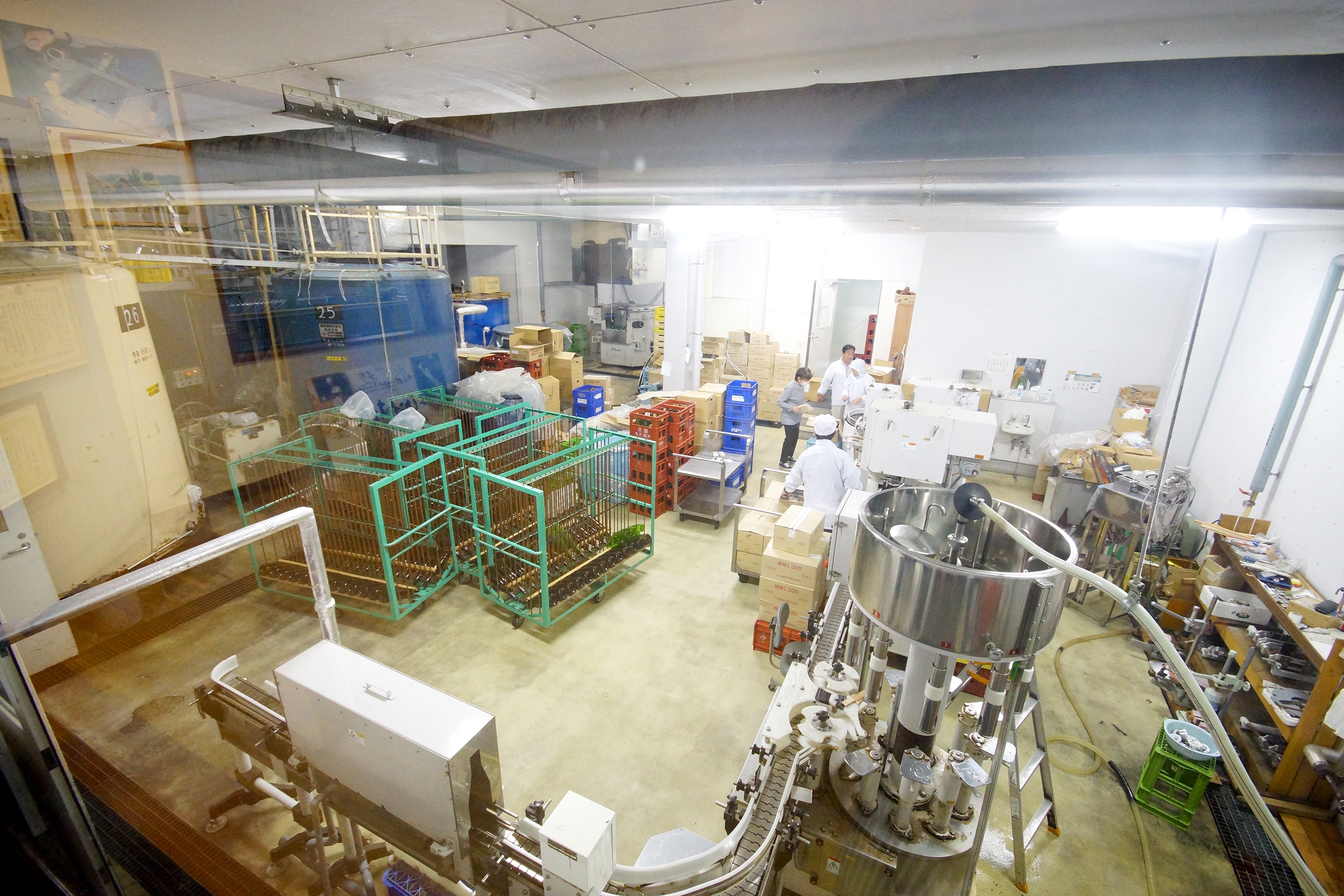 Bottling line in the factory area