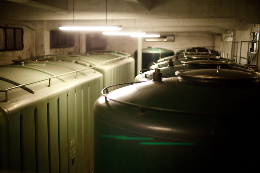 Fermentation tanks inside the brewery