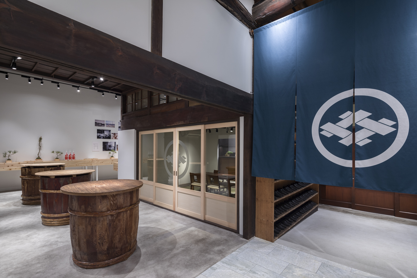 Renovated tasting lounge inside the historic brewery building
