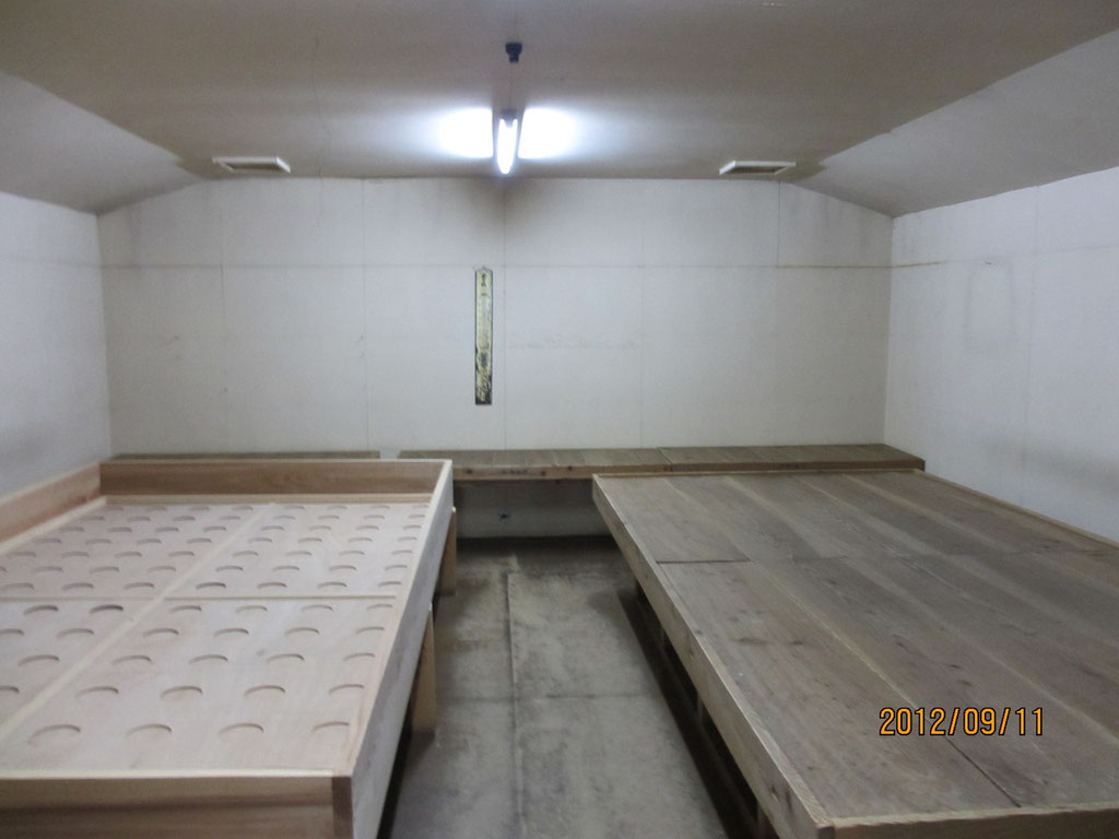 Interior of the koji room where koji is made by hand.