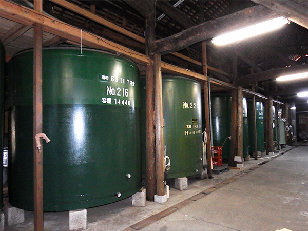 Fermentation tanks inside the brewery