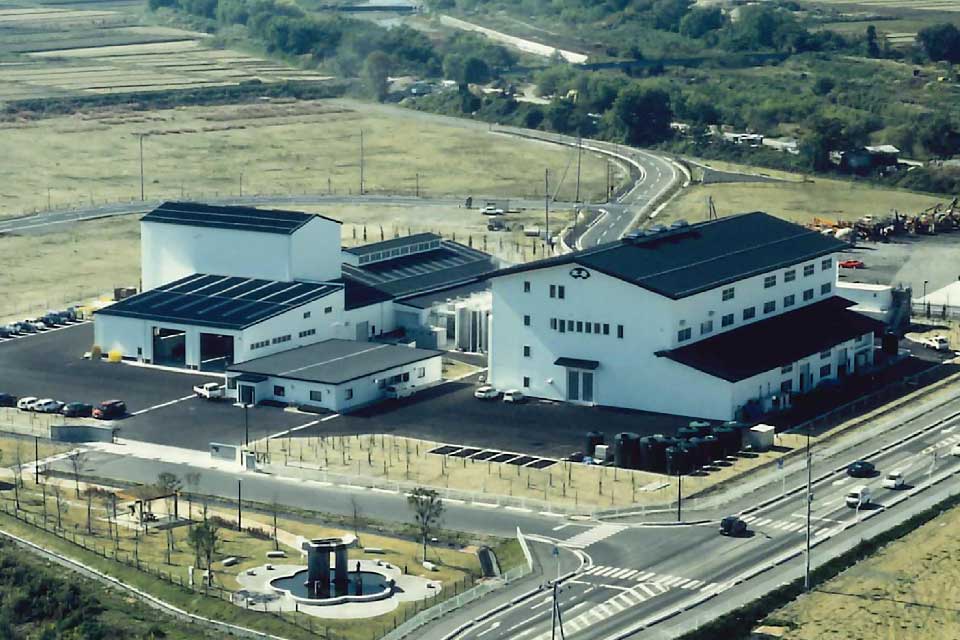 博士蔵の航空写真(醸造施設全景)。