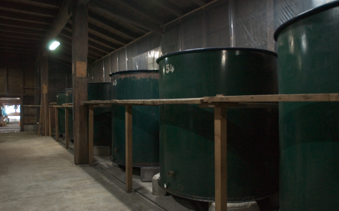 Fermentation tanks inside the brewery