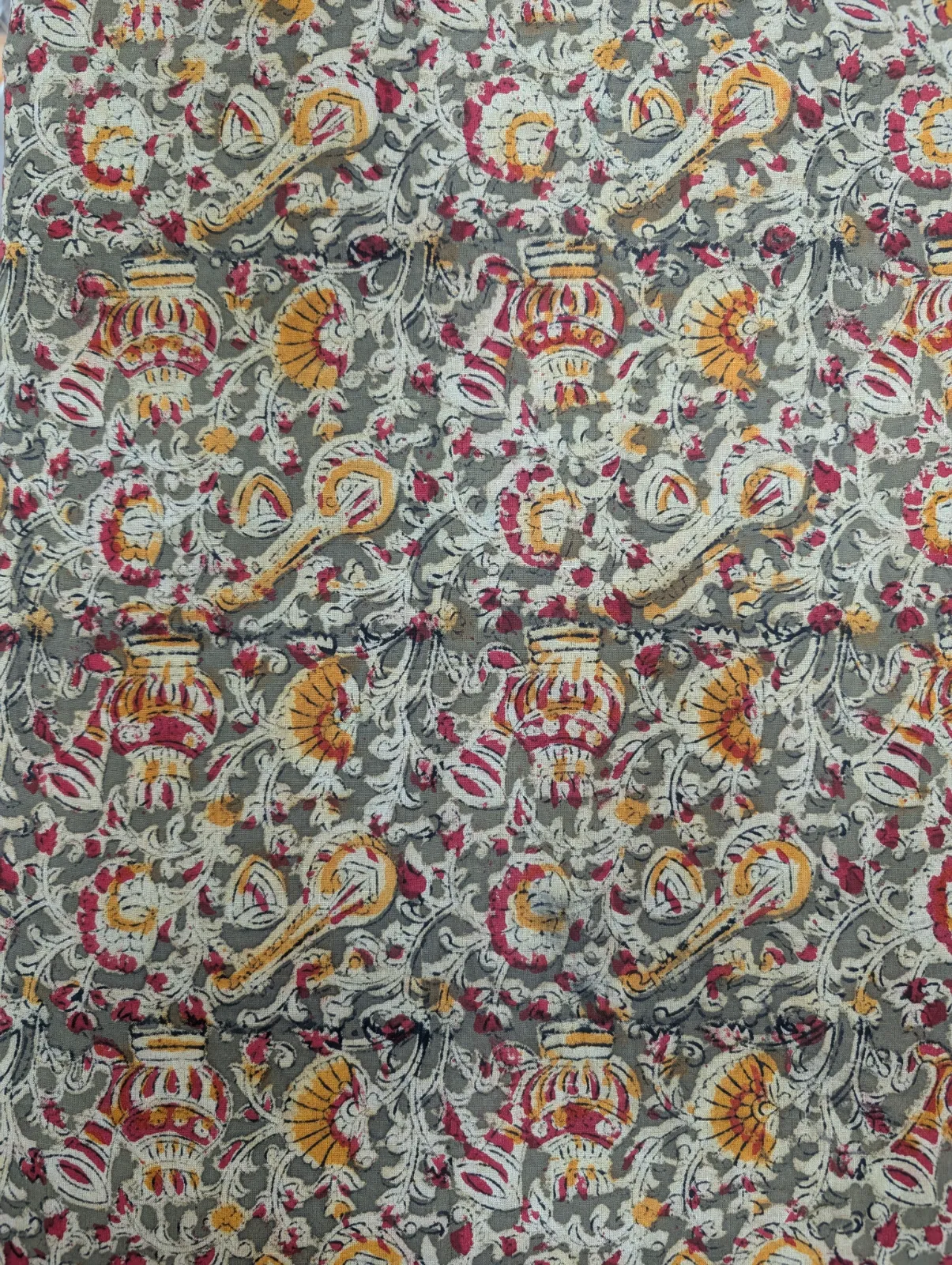 Unstiched-Blouse-Olive-Kalamkari-Block-Print