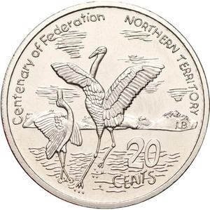 2001 Northern Territory Queen Elizabeth II 20 Cents