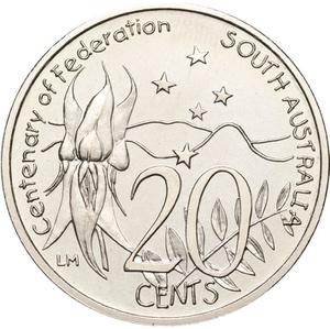 2001 South Australia Queen Elizabeth II 20 Cents