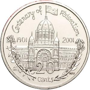 2001 Victoria Queen Elizabeth II 20 Cents