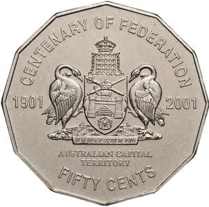 2001 Capital Territory Queen Elizabeth II 50 Cents