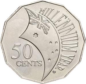 2000 Millenium Proof Queen Elizabeth II 50 Cents
