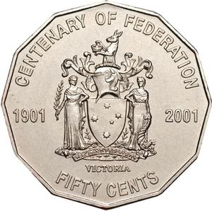2001 Victoria Queen Elizabeth II 50 Cents