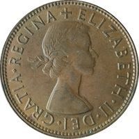 Queen Elizabeth II Penny half penny and penny coin
