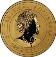 100 Dollars Gold kangaroo & nugget coin